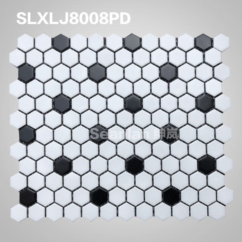 小六角黑白陶瓷马赛克 SLXLJ8008PD