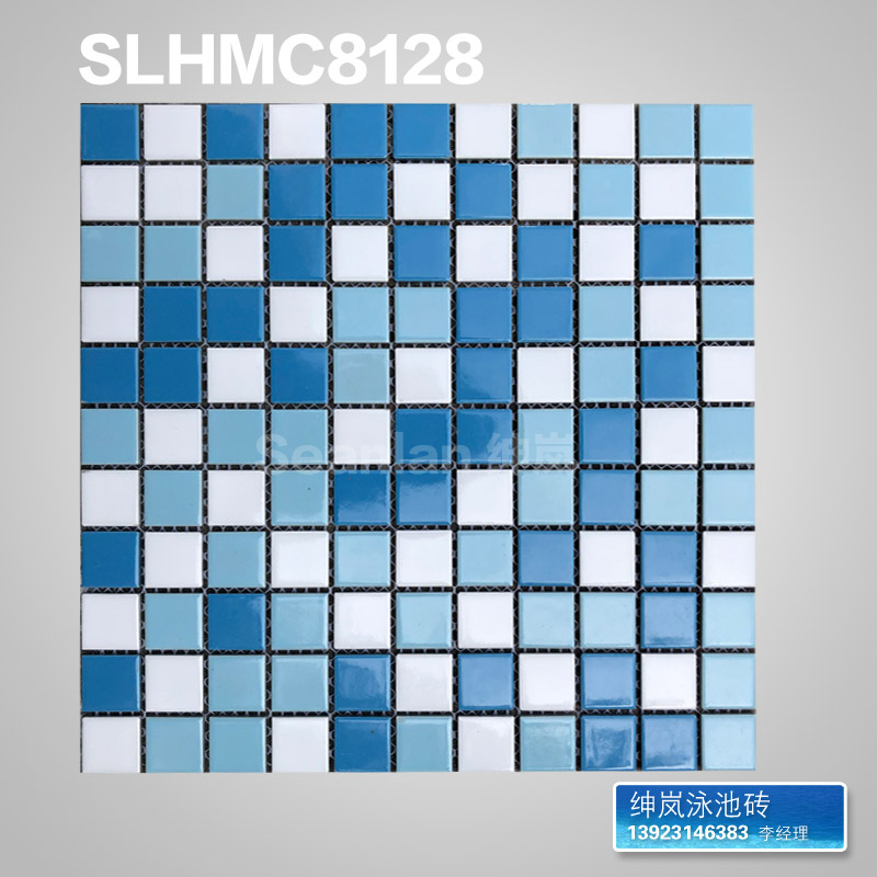 25*25陶瓷马赛克 浅蓝白色混 SLHMC8128